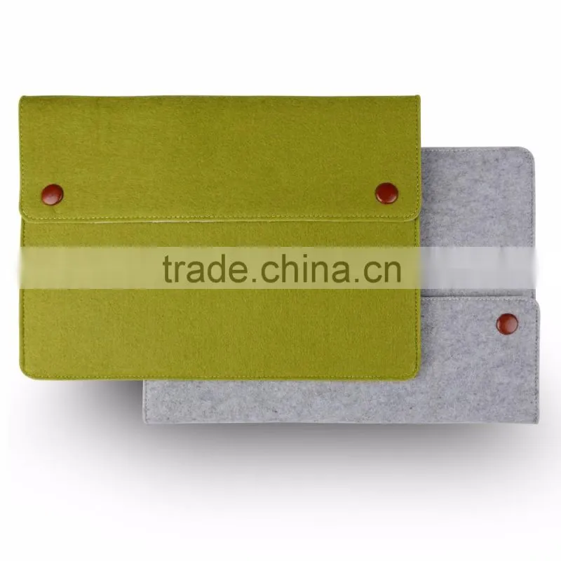 2016 new arrival !!! Fashional wool felt mini/ultra-thin envelope file cover sleeve for ipad with 3 pockets