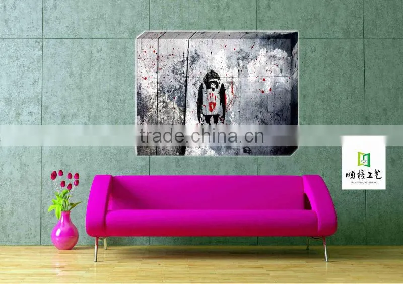Hot! Abstract monkey style black and white print on canvas