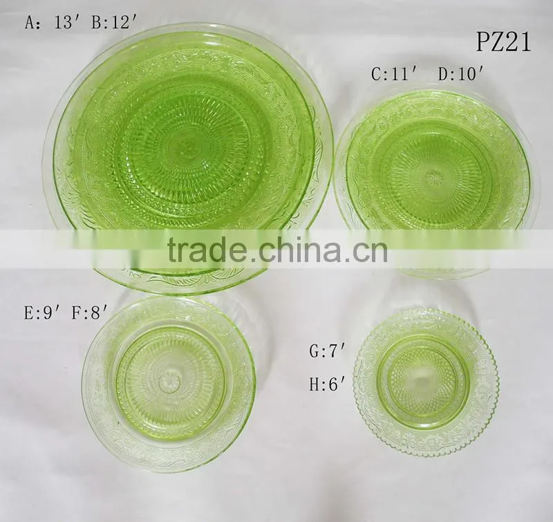 2016 embossed glass plate for dinner