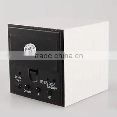 White Light Desktop Cubic Mini Digital LED Wooden Alarm Clock