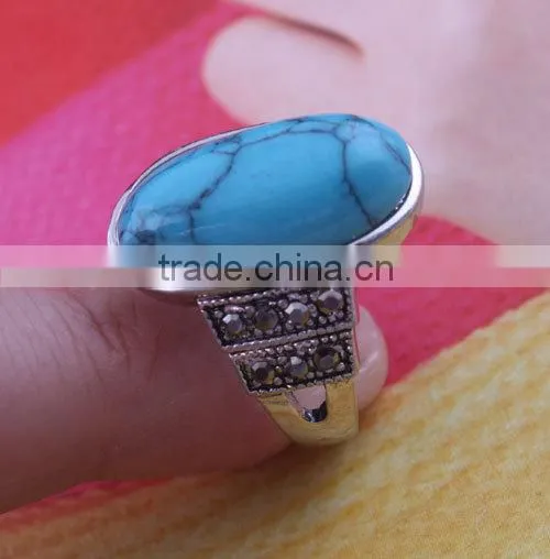 2015 wholesale fashion wedding tibetan silver tibet turquoise ring