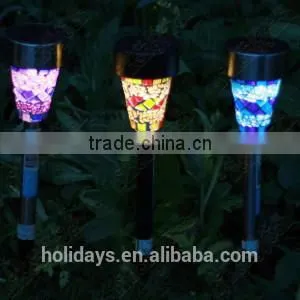 H40cm Mosaic Border Stainless Steel Solar Garden Light Garden for Decoration Christmas Gift
