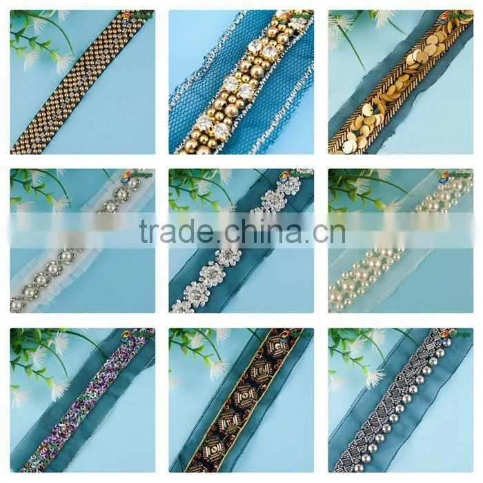 2016 high fashion Bridal beaded neckline trim for wedding dress