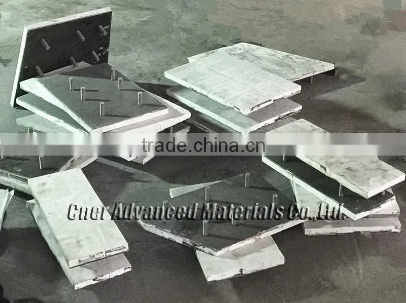 Wear composite liner with ceramic liner and stainless steel backing plate, industrial ceramic liner
