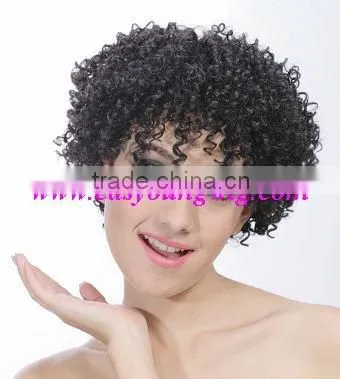 Ladies short black afro curly african american full lace wigs