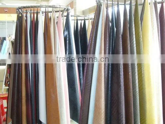 PU flock leather fabric used for furniture, sofa and home decoration with different design