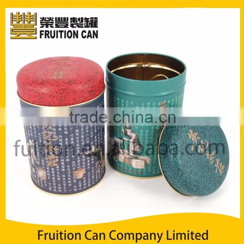 Tall Round Tin Can for Tea