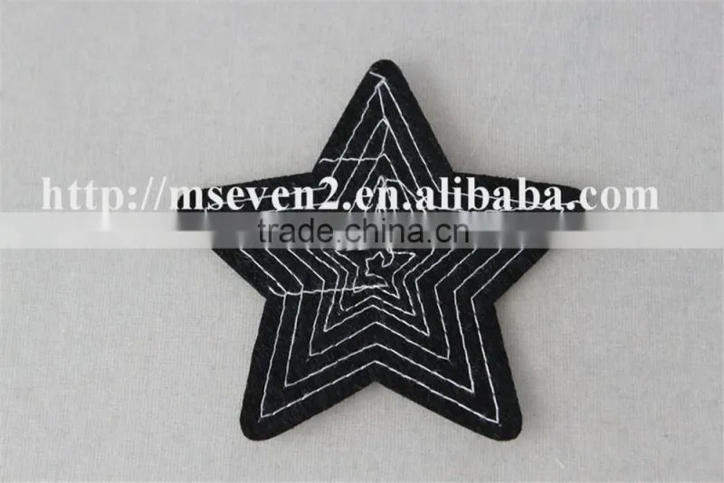 new fashion white color custom star design sequin applique star pattern embroidery patch for jeans