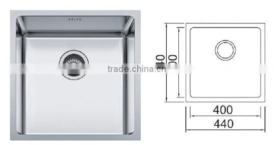 POATS PS-633 Stainless Steel Square Sink Inner Size: 400X400X200mm in The Series of Estrella