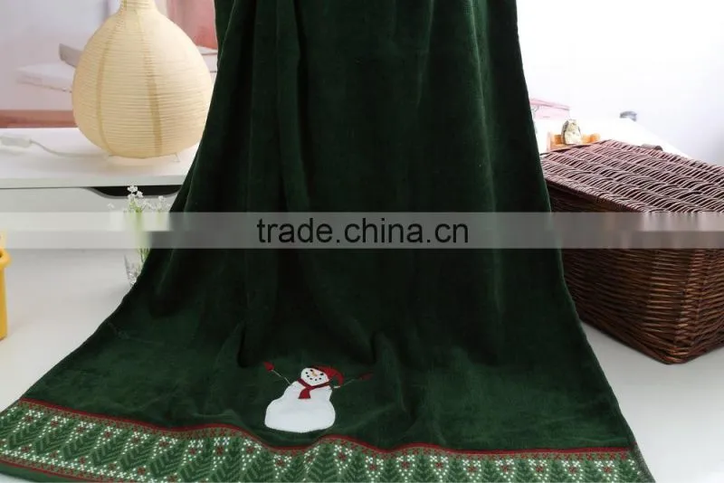 high quality cotton bath towel set with santa pattern
