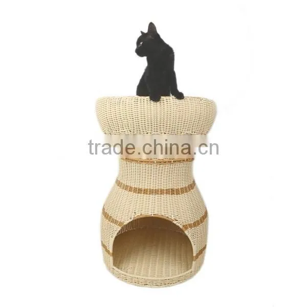 Wholesale dog supply multi designs natrual straw woven bed for dog
