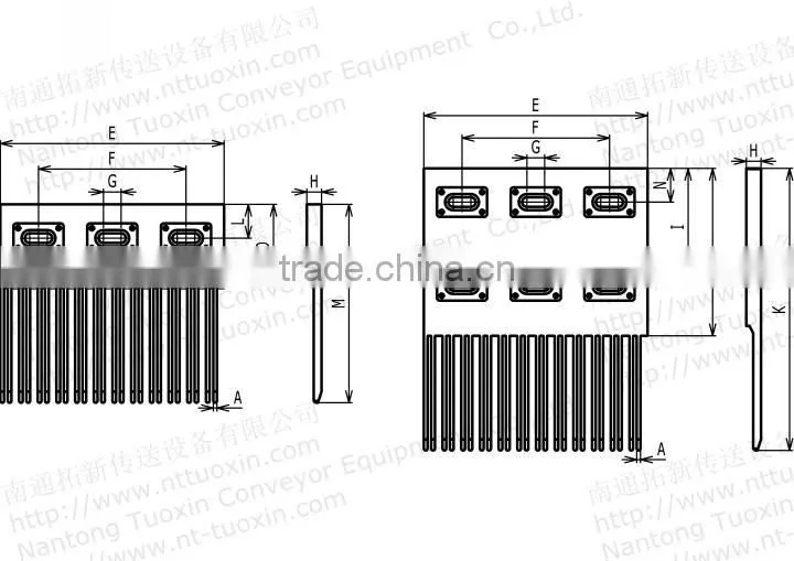 Finger Transfer Plates L-SNB for Plastic Modular Belt