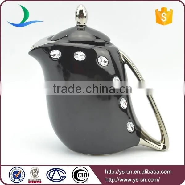 Silver electroplate ceramic turkish tea set with acrylic stone