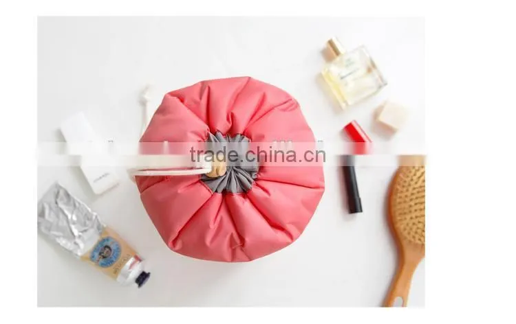 New han edition cylinder large volume waterproof draw string washing digital multifunctional travel to receive cosmetic bag