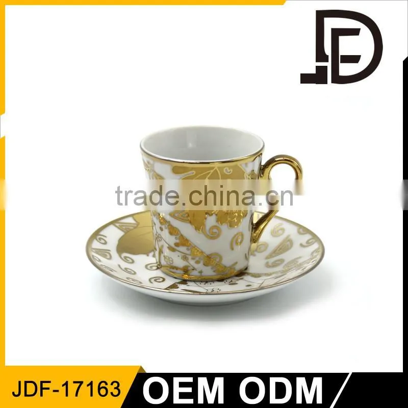 Europe Glorious Gold Blue Gold Porcelain Tea Cup and Saucer / Modern Tea Cups
