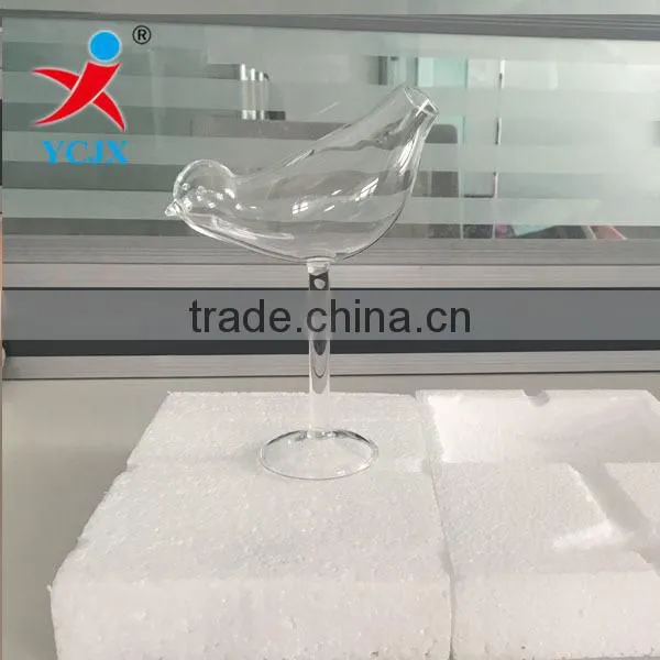 House Decoration Long Stem Tall Glass Bird Vase/ New Style Glass Bird Cup