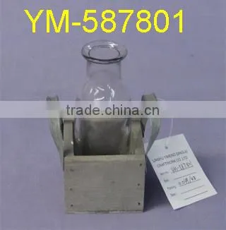 Good selling Garden Product Wooden Flower pot and Wooden Candle holder,with glass.