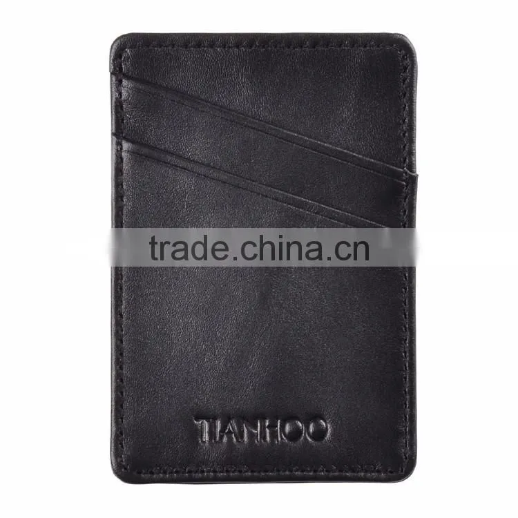 Slim Leather Front Pocket Wallet Credit Card Holder Case - black
