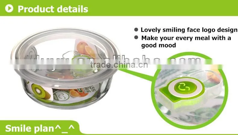 Round Glass Food Container with Lock Lid Glass Bowl