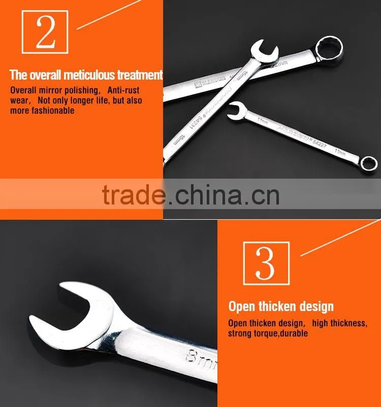 Chrome Vanadium 10 pcs combination spanner set various size tools of spanner