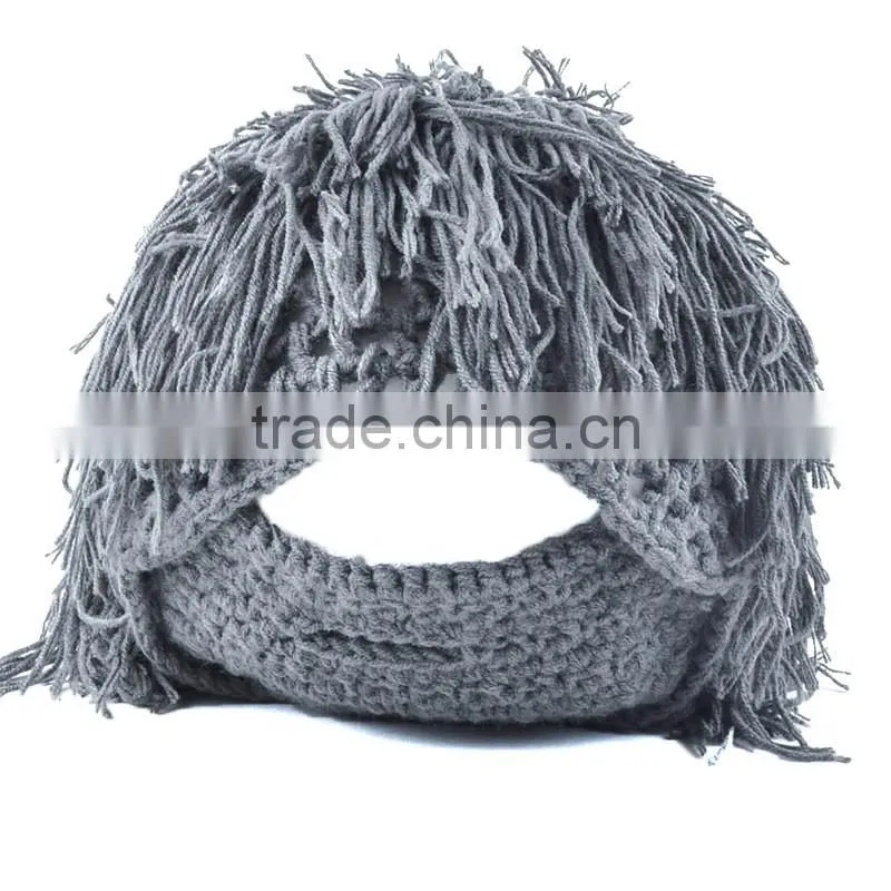 hot sale Knit Crochet Hat Wig Mustache Cap Beard beard beanie hats