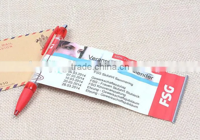 2015 Hot Selling Company Advertising Banner Pen Banner Ball Pen Plastic Pull Out Banner Pen