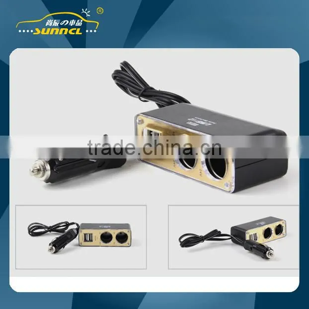 2015 CE Approved USB Output Car Cigarette Lighter with 2 Socket Adapter