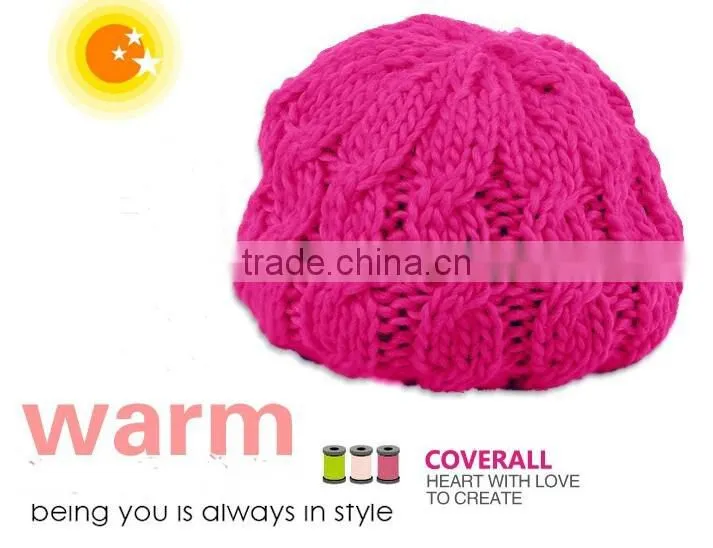 In autumn and winter to keep warm knitting cap couples pur color upset twist cap