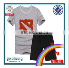 printing short sleeve shirt and pants suits/sport suit men/100% cotton suit men