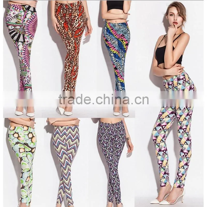 2015 OEM factory new arrival top fashion knit stretchy printing fashion leggings for women