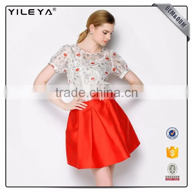 Good Quality Pleated High Waist Polyester Short Skirt