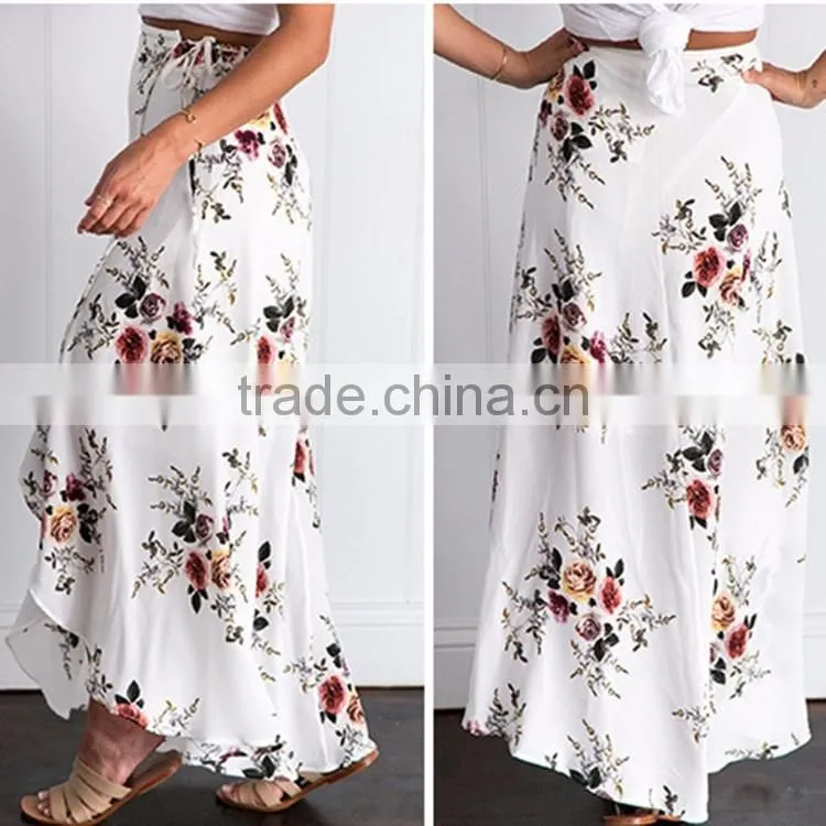 2017 Latest Fashion OEM sexy women summer printed long maxi skirt for wholesale