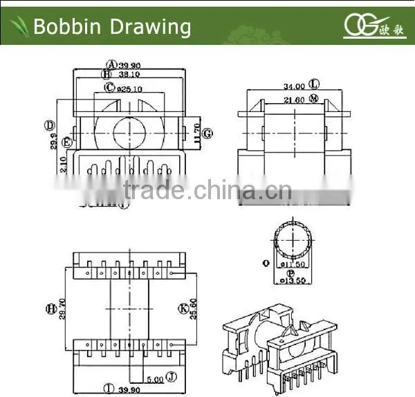 electric components transformer ETD34 pin7:7 bobbin