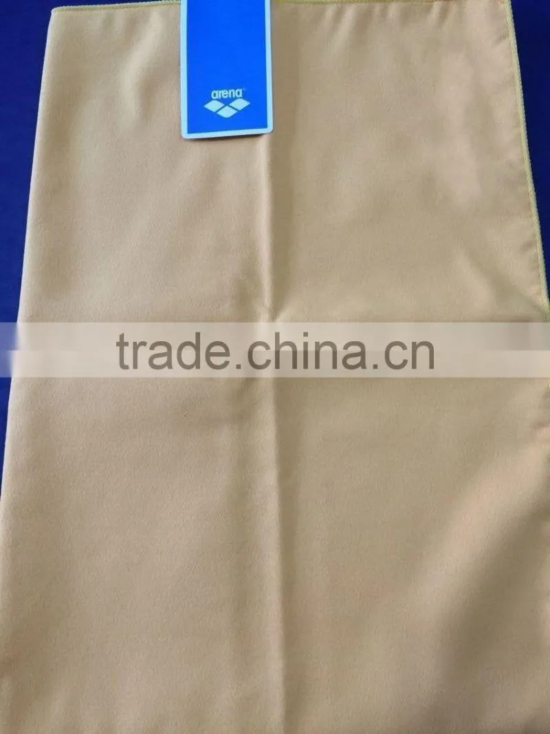 Arena yellow solid suede microfiber towel ,microfiber bathing towel