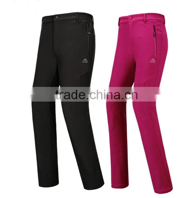soft shell men and women hiking pants with polar fleece lining