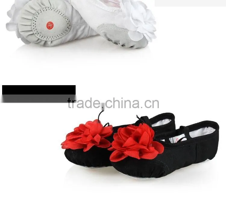 Big Flower Design Children Girls Soft Sole Ballet Shoes Canvas Ballet Dance Shoes For Kids