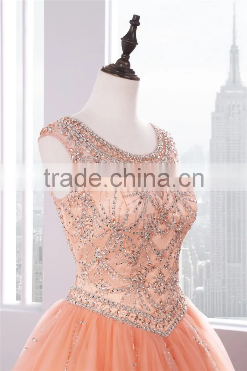2018 Tulle Quinceanera Ball gown with Intricately Beaded Bodice Gemstone Beading bridal gowns quinceanera dress ED0254