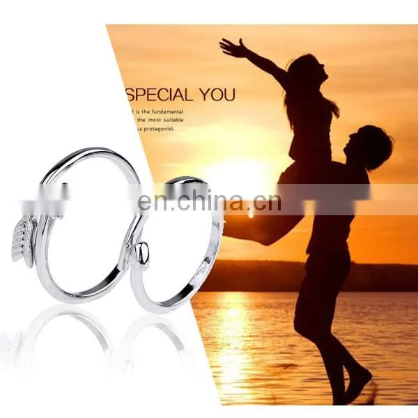 Fashion Customed Silver Plated Arrow Ring Set For Boy Friend and Girl Friend