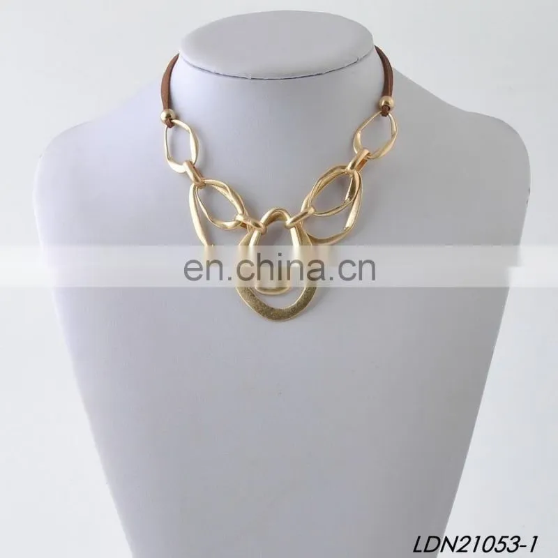 Pompom Metal Chain Leaf Loopy Circles Necklaces