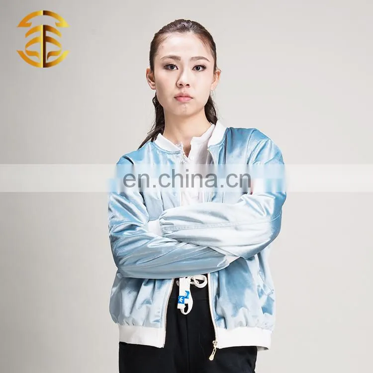 China Manufacturer Custom Blue Velvet Sublimation Bomber Jacket