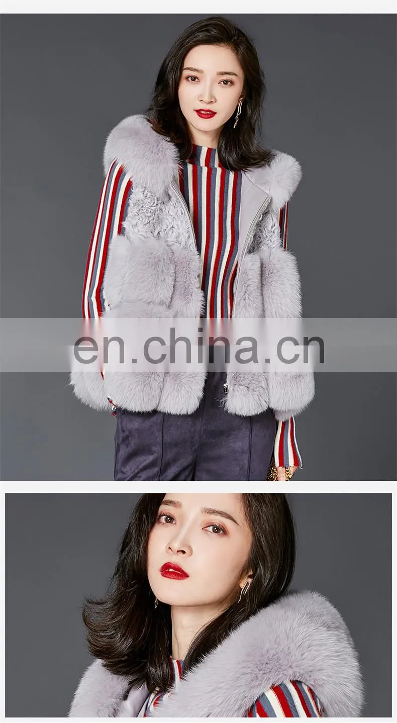 2017 New Fashion Real Fox Fur Geilt High Quality Fur Vest With Hood