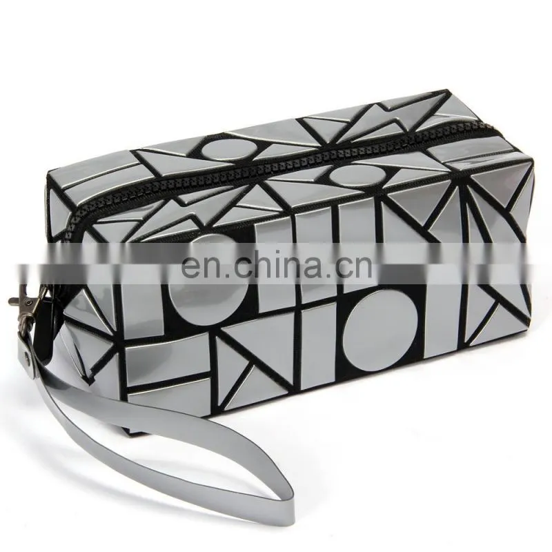 Lattice Sequined Folading Travel Makeup Pouch Bag Cosmetic With Zipper
