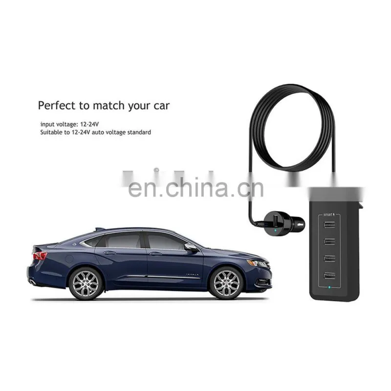 4 Port Car Charger 46W 8A, Multi-function 4 Port USB Car Charger for Mobile Phone