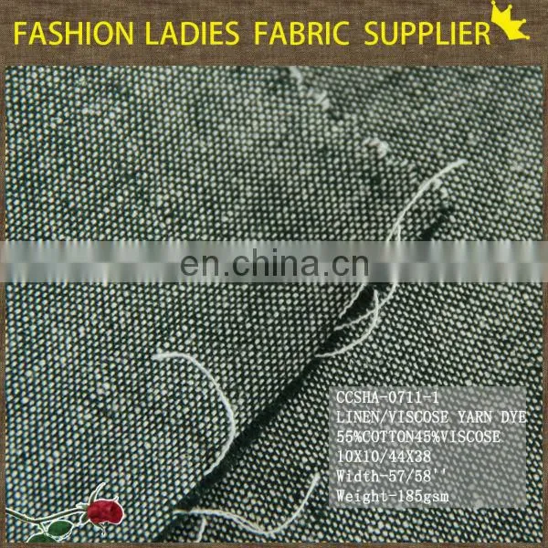 2014 new design 55%ctn45%viscose yarn dye fabric,linen/viscose yarn dye ,viscose/cotton fabric