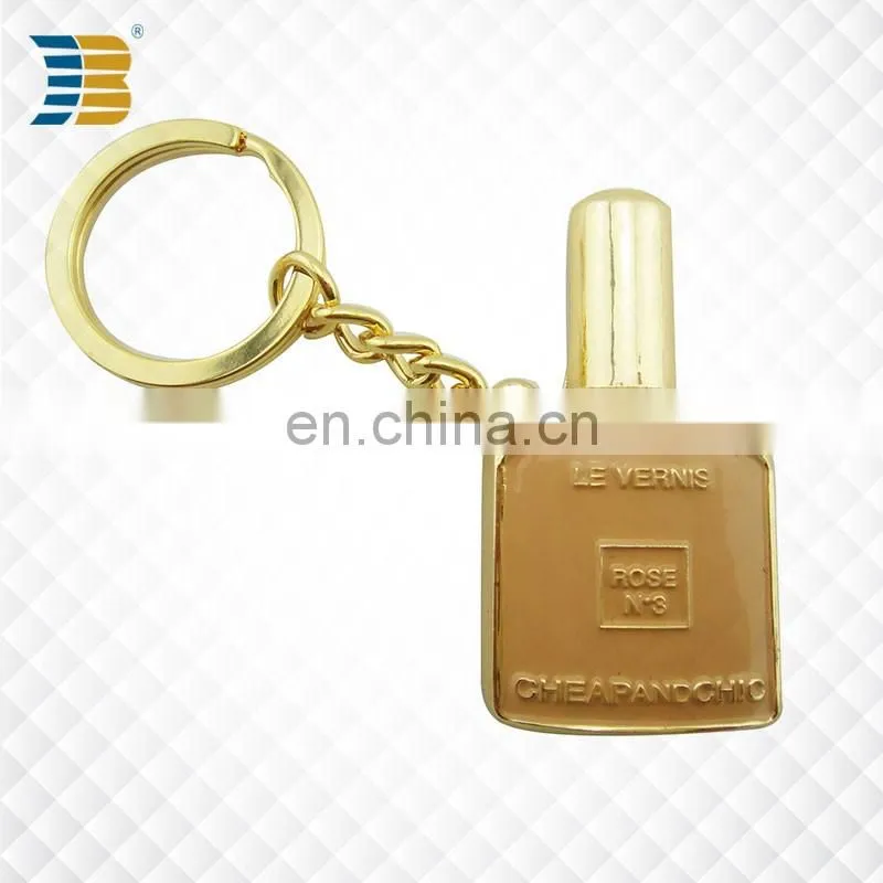 winebottle shape custom made metal gold plating keychain
