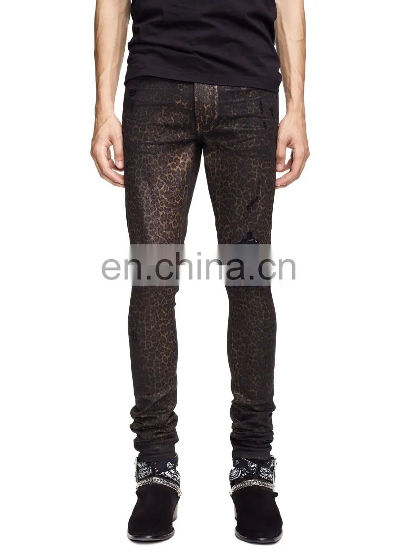 DiZNEW FOIL Coated BROKEN TEXTILES STRETCH Denim JEANS FOR MEN