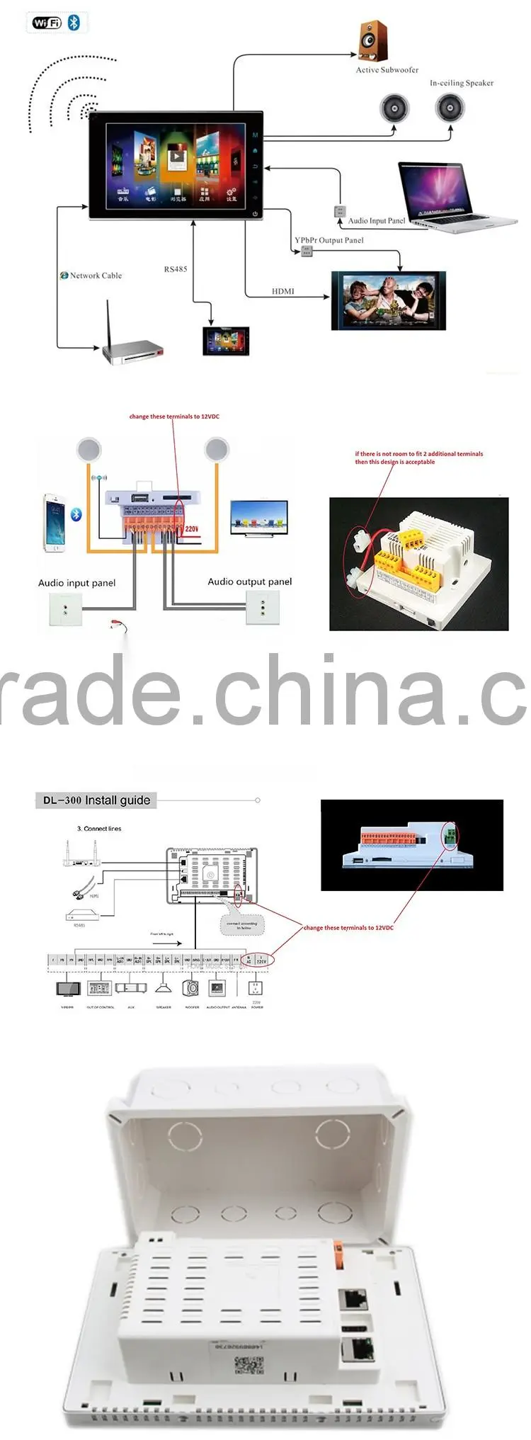 SD Interface Home Automation Touch Screen Digital Background Music Controller/Remote Controller