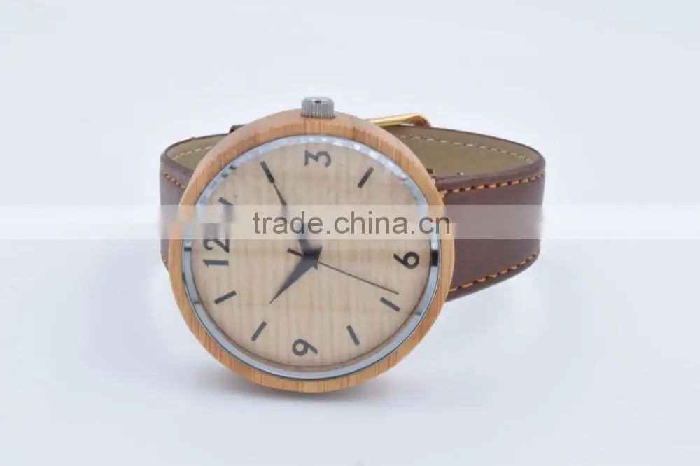 Wholesale customized personalized Fashion Wood case Watch Men Custom Logo Wrist Watch With Leather Band