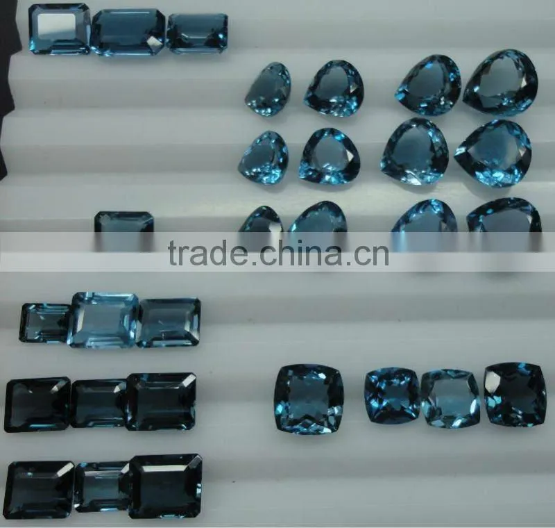 London Blue topaz cabochon Loose Calibrated Briolettes Faceted drops cut