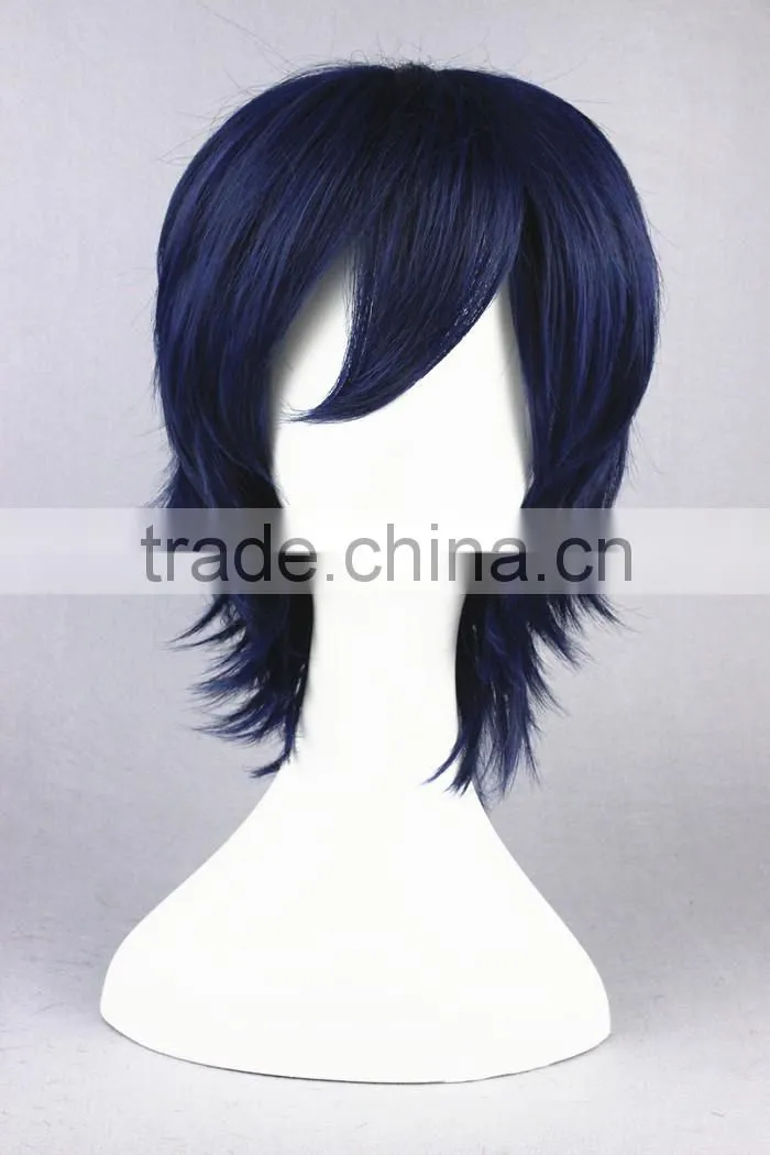 High Quality 35cm Short Straight Shugo Chara Wig Yoru Dark Blue Synthetic Anime Wig Cosplay Costume Hair Wig Party Wig